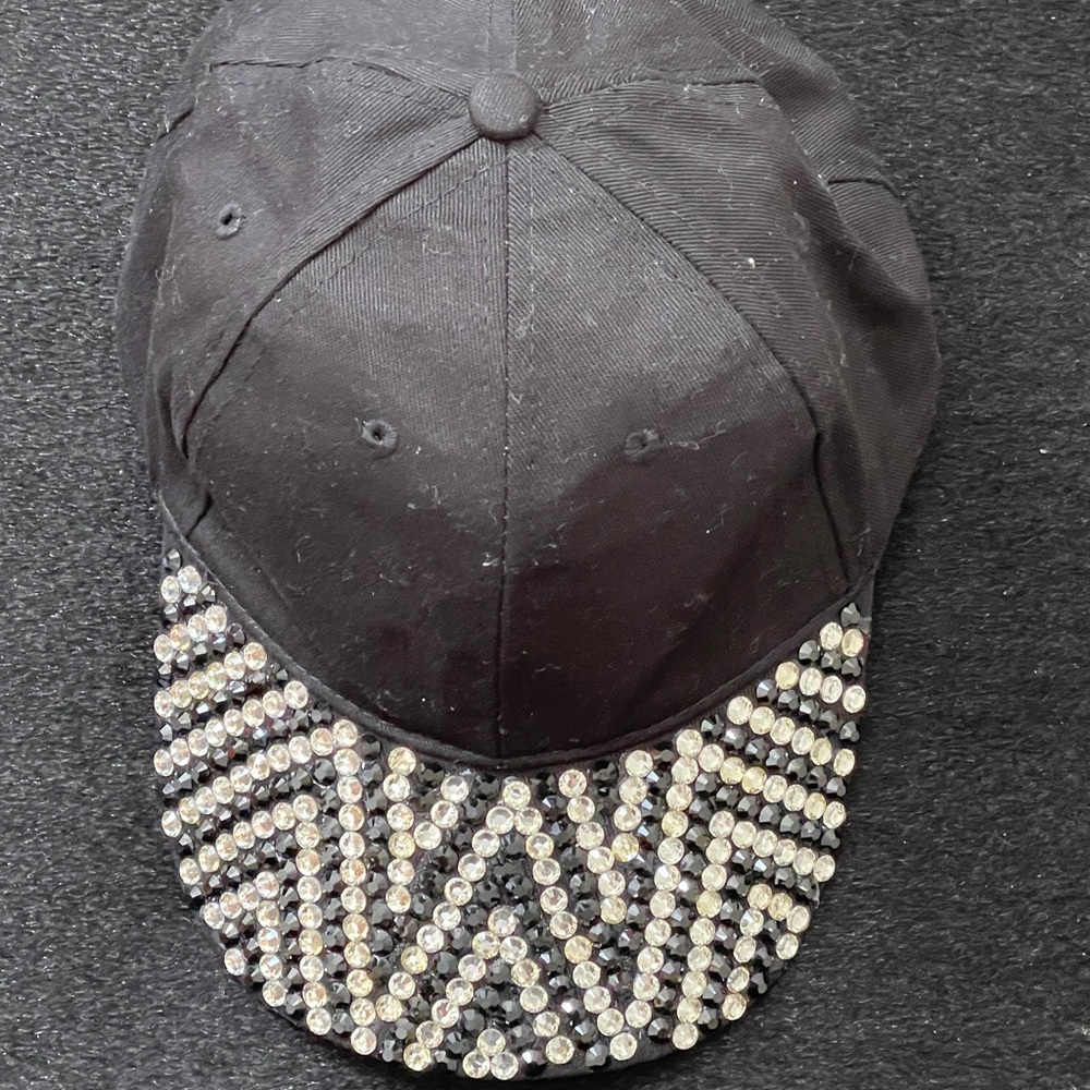 New NWOT Black Rhinestone Baseball Cap